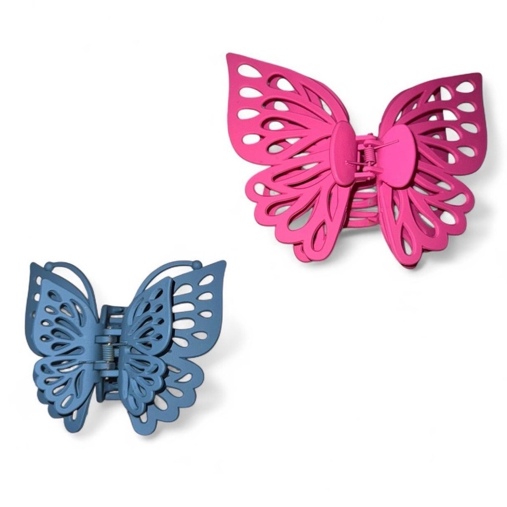 Butterfly Hair Clips in Pink and Blue